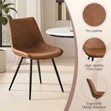 Dining Room Chairs Set of 2 Mid Century Modern Kitchen Chairs with Upholstered Faux Leather and Metal Legs for Dining