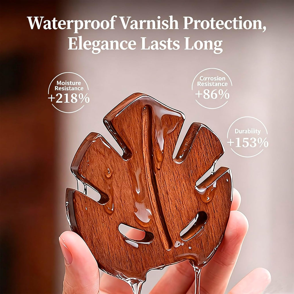 Tree Shape Wooden Trivet Set with Stand, Heat Resistant Coasters - Set of 7