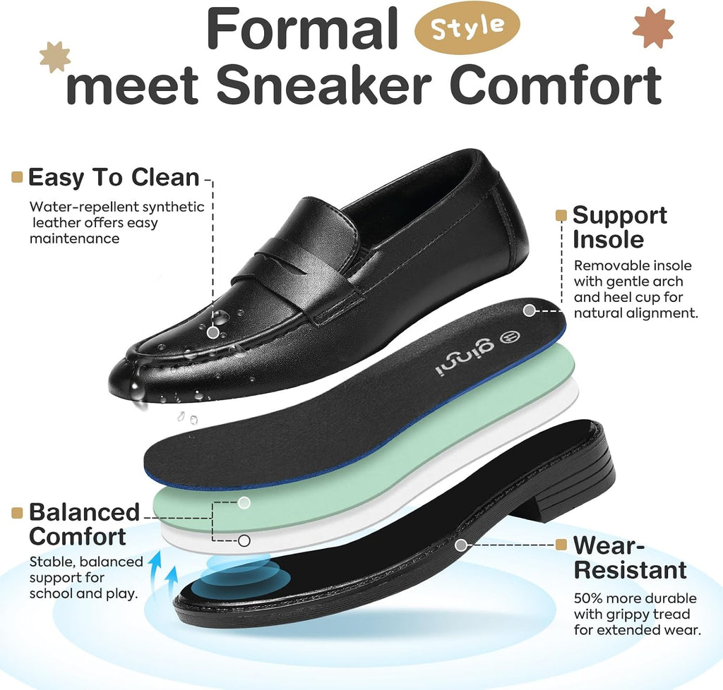 Boys Slip-On Dress Shoes, Kids Penny Loafers for Formal Party Casual