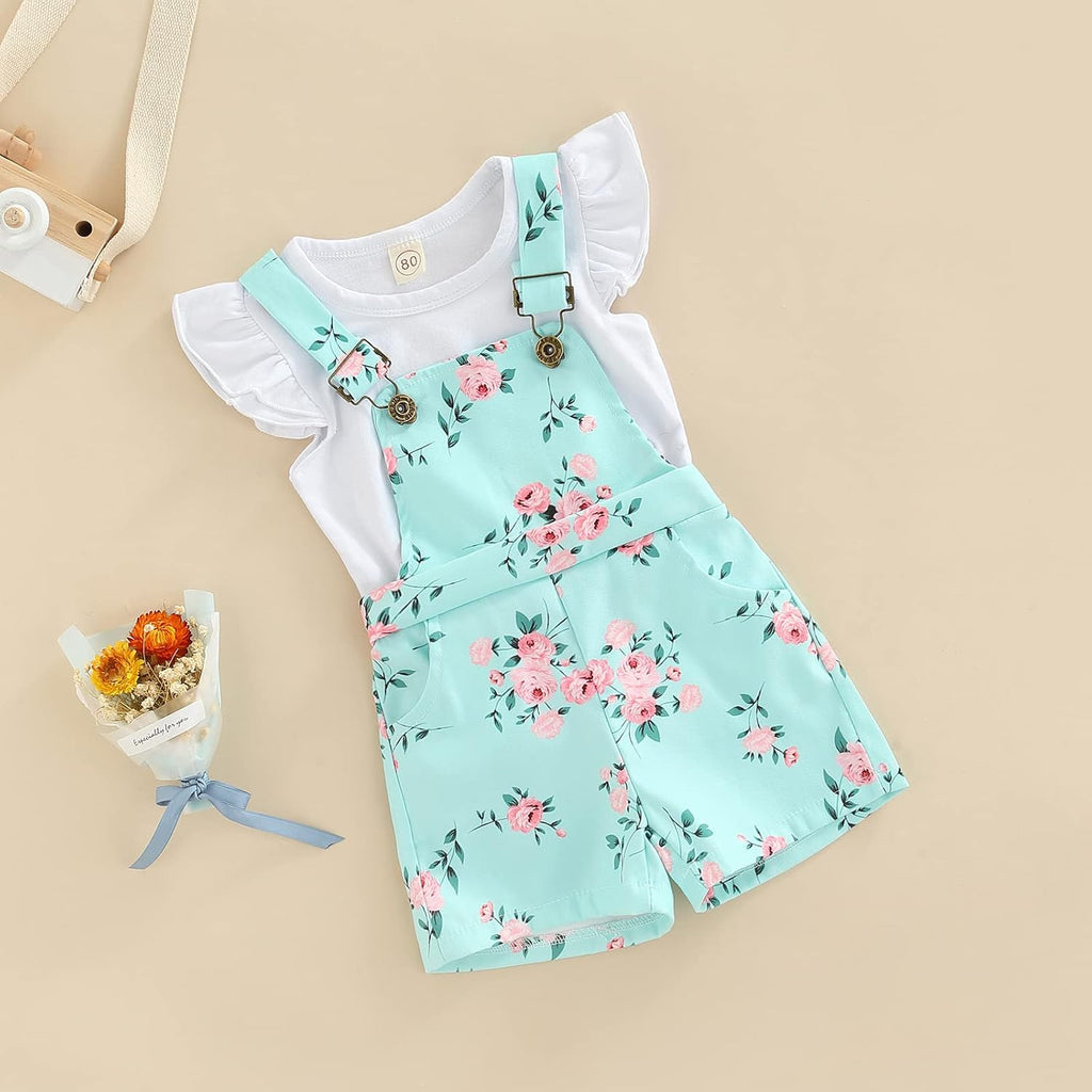 Kids Baby Girl Summer Clothes T-Shirt Tops Suspender Overalls Shorts Toddler Infant Outfit