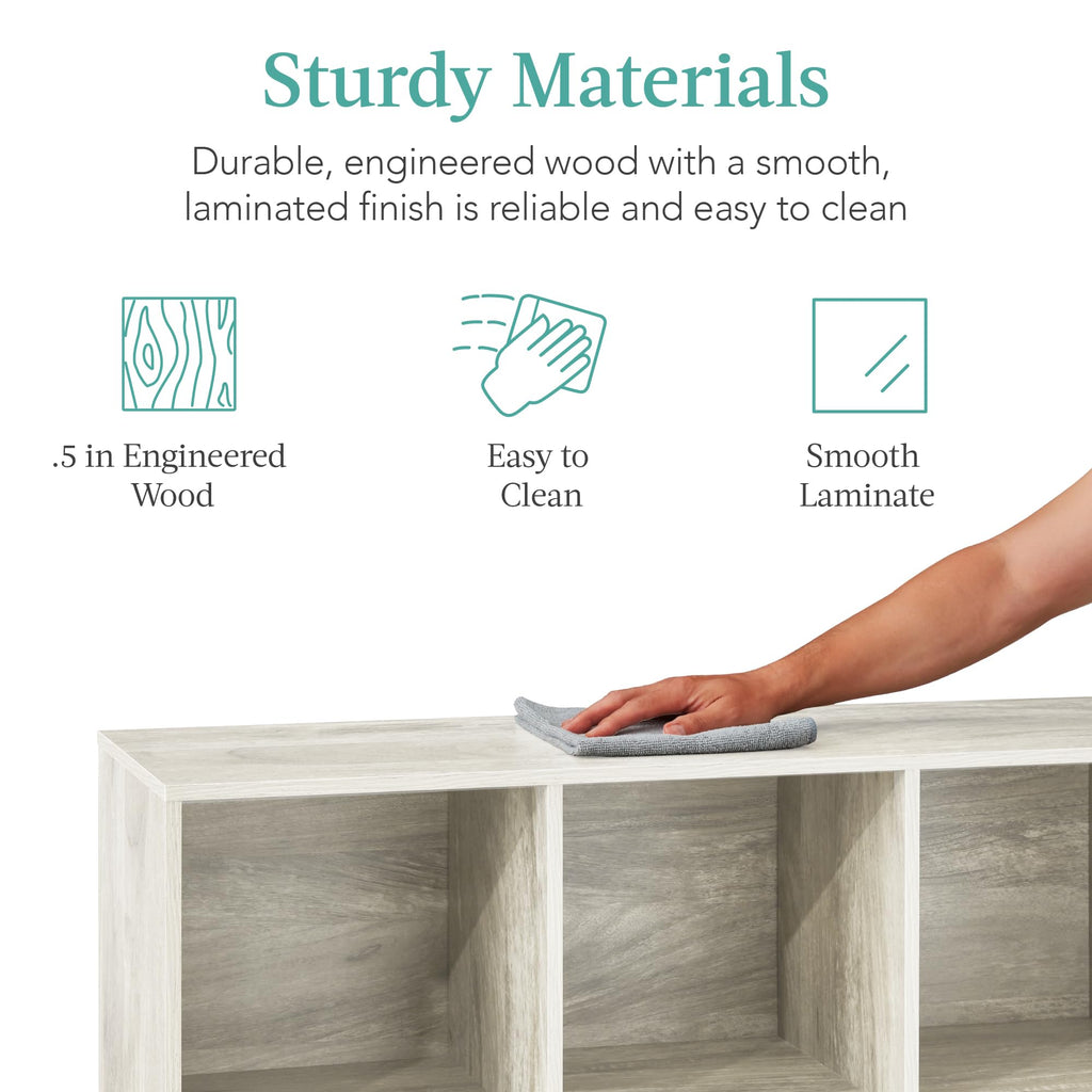 6-Cube Storage Organizer, 13.5in Shelf Opening, Bookcase, Display Shelf, Customizable w/ 3 Removable Back Panels