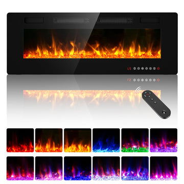 50" Ultra Thin Electric Fireplace, Wall Mounted & Freestanding, LED Fireplace Insert, Wall Fireplace /Bedroom w/Touch