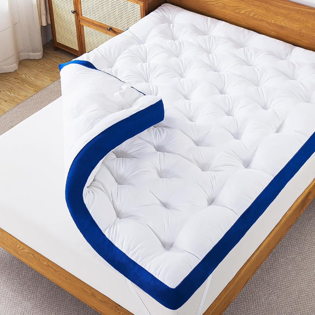 5 Inch Memory Foam Mattress Topper Queen for Back Pain, Filled with Flfuffy Soft Breathable Stuffing, Thick