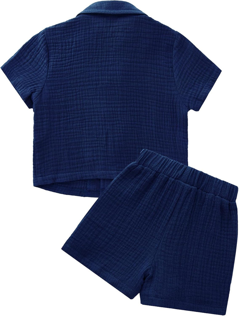 Toddler Baby Boy Summer Outfit Set Cuban Shirt Shorts