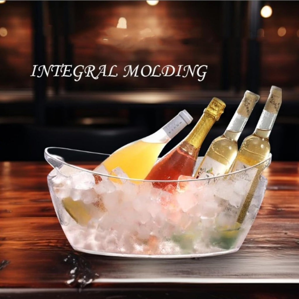 6 Liter Clear Acrylic Champagne Bucket with Handle, Ice Bucket for Parties Beverage Ice Tub, Wine Beer Drink Buckets