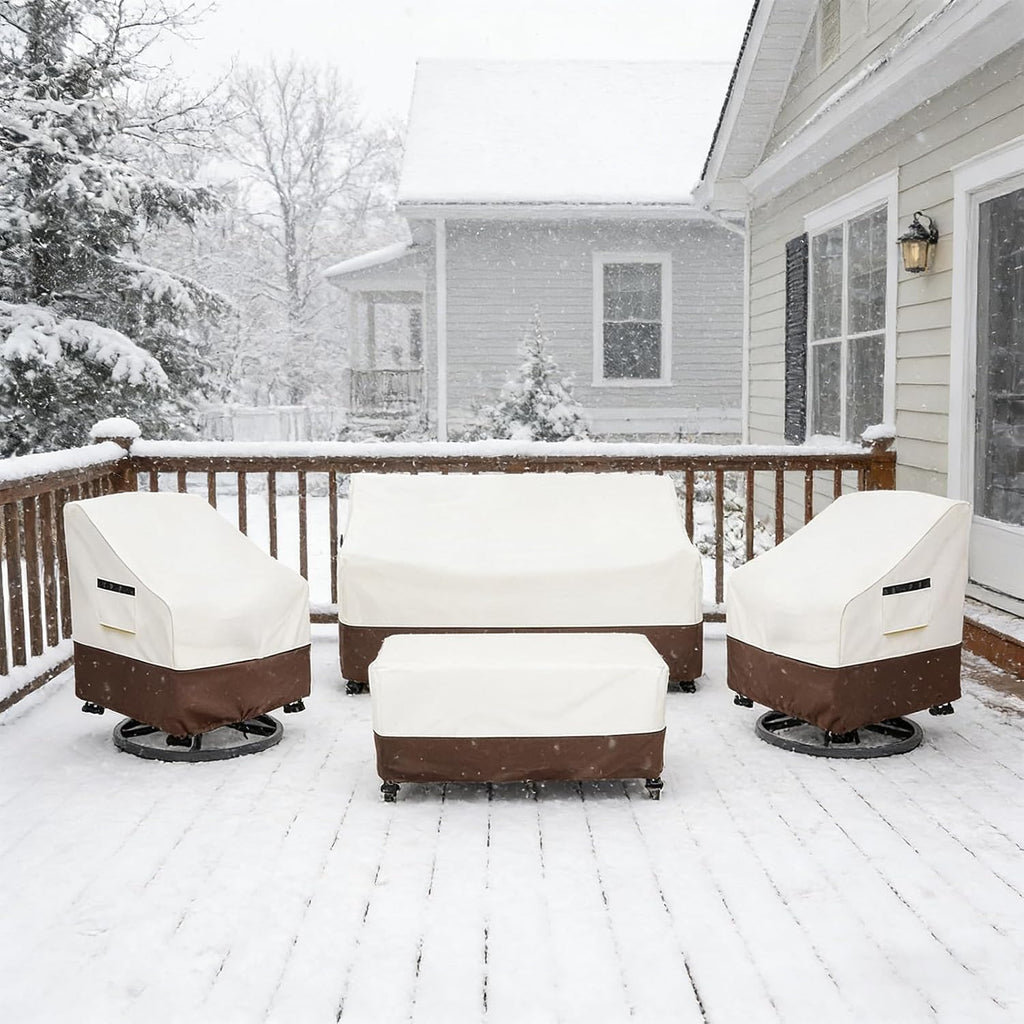 Patio Furniture Covers 4 Piece Set, 600D Heavy Duty Outdoor Furniture Covers Waterproof 3-Seater Sofa,Swivel Rocker