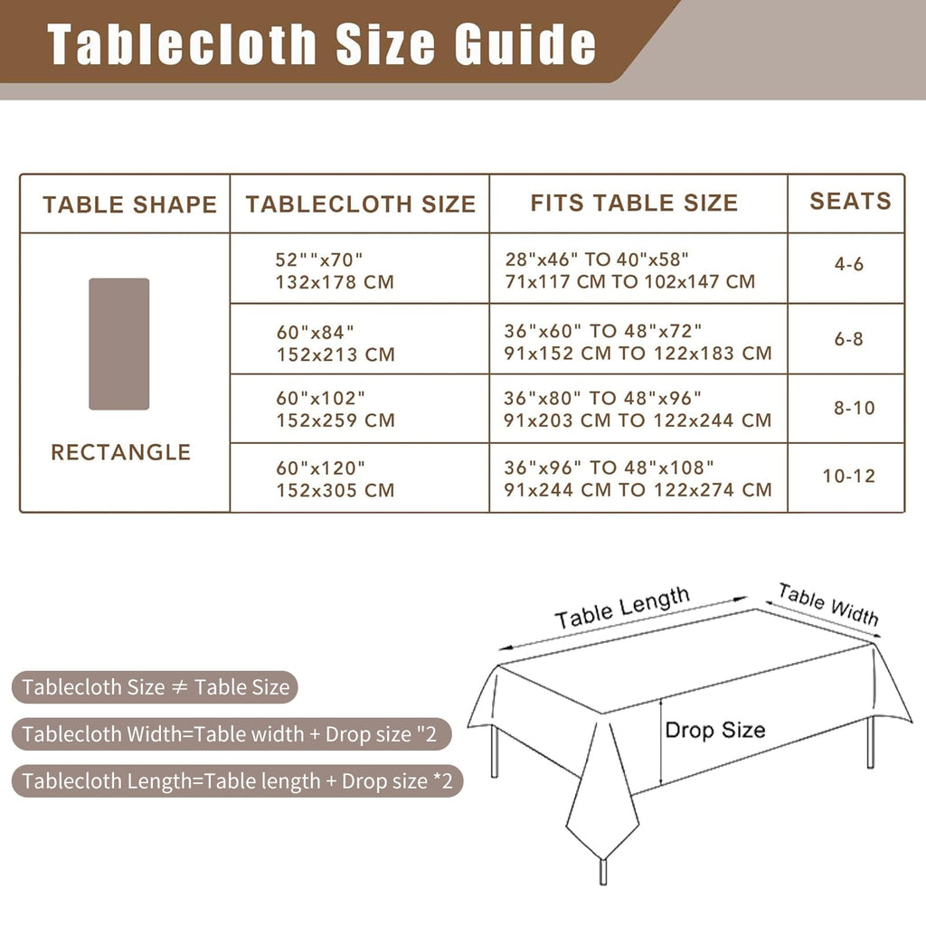 Faux Linen Tablecloths for Rectangle Tables, 2 Pack Burlap Textured Table Cloths Washable Farmhouse Table Cover Water