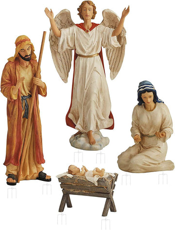 Kings Gifts Holy Family Nativity Scene Outdoor Metal 4-Piece Set, Large 45-Inch Tall Lifelike High-Res Yard Art