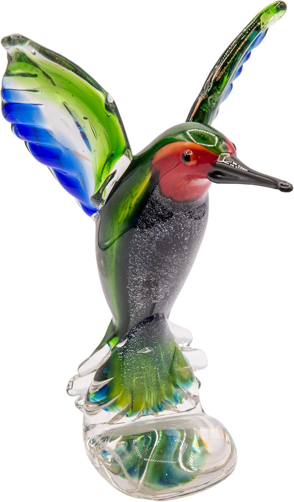 Art 10" Tall Hummingbird Handcrafted Murano-Style Figurine Decor, Living Room, Bed Room, Home Office