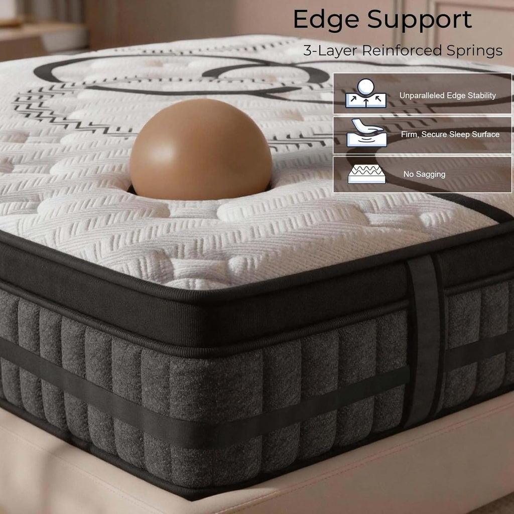 California King Size Mattress 12 Inch Hybrid Cal King Mattress in a Box with Memory Foam and Pocket Springs for