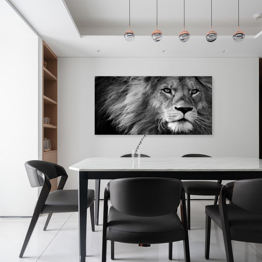 Modern Giclee Canvas Prints Wall Art Stretched Artwork Black and White Lion Pictures to Photo Paintings on