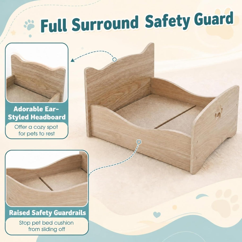Elevated Wood Cat Bed, Cute Small Pet Bed