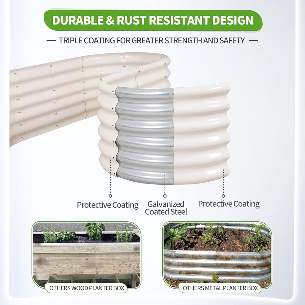 Galvanized Raised Garden Bed Outdoor- 6x2x1.4FT Planter Box, White | Metal Raised Beds for Gardening, Steel Raised