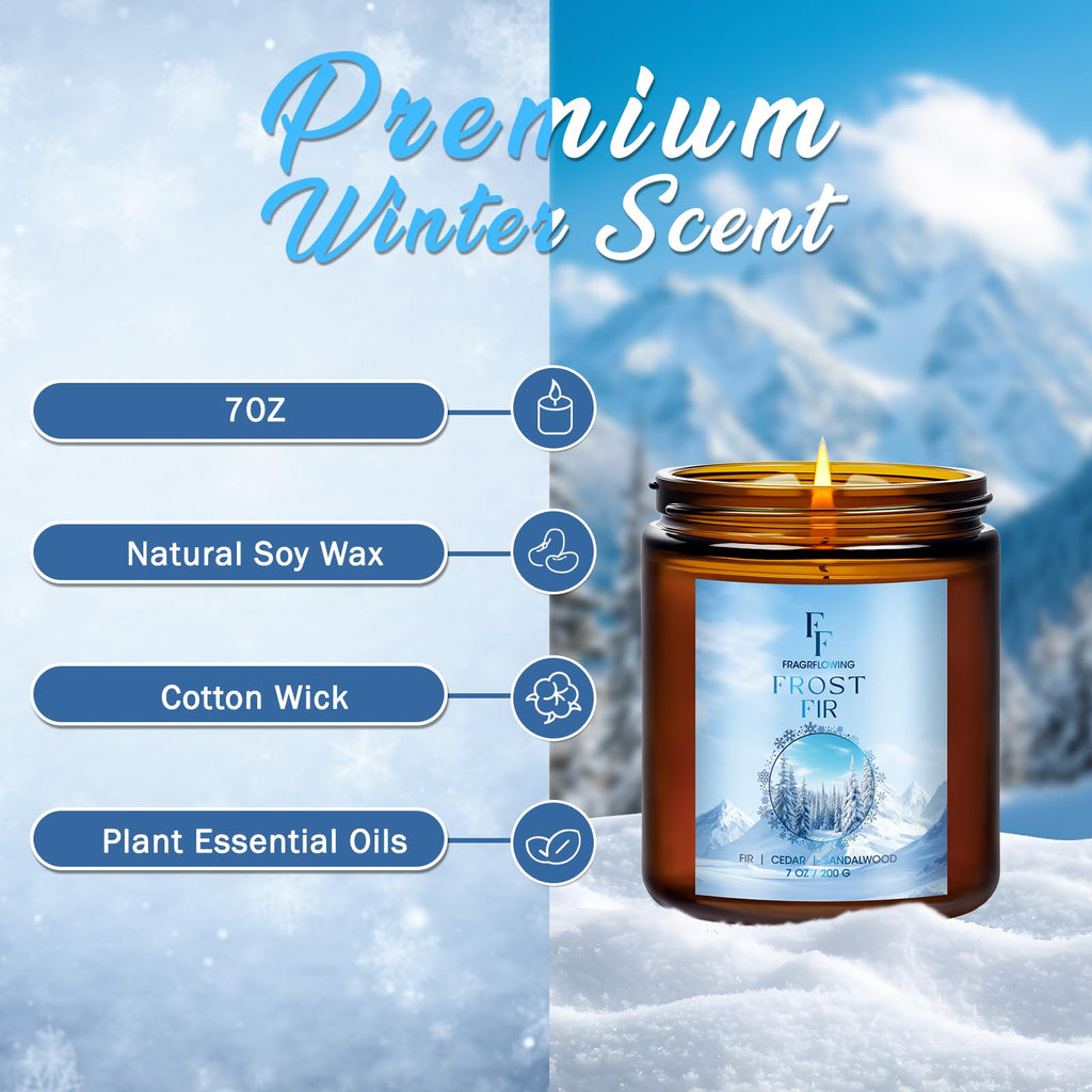 Christmas Candles, Winter Scented Candles, 4 Pack Holiday Natural Soy Candles, Gifts for Women Men, Fragrance of