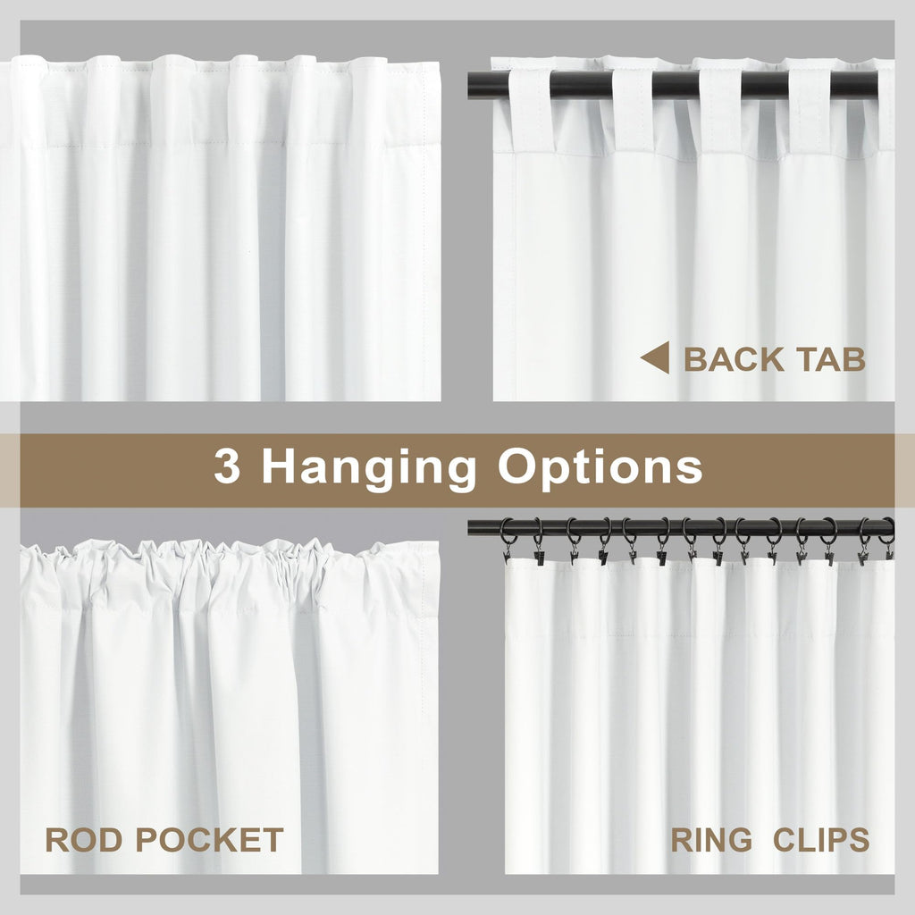 Elegant 100% Blackout White Curtains 144 Inch Long Extra Wide Large 12ft Length Lightweight Linen Textured Thermal