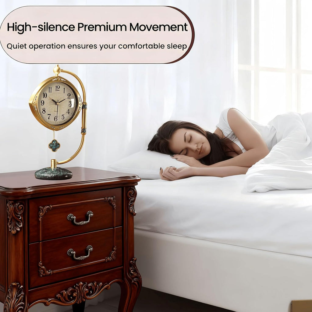 Quartz Movement Brass Mantel Clock with Long Power Reserve