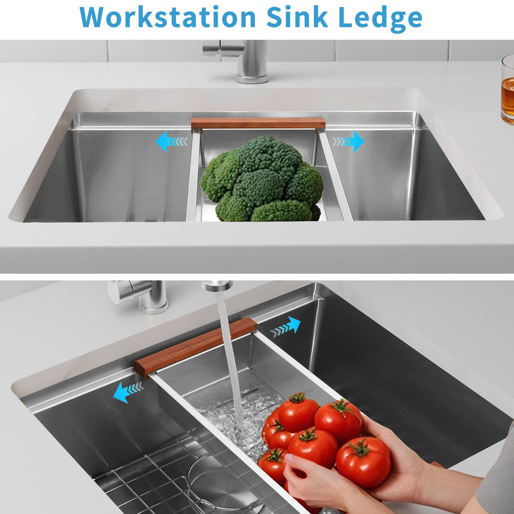 30 Inch Workstation Kitchen Sink, 16 Gauge Undermount Sink