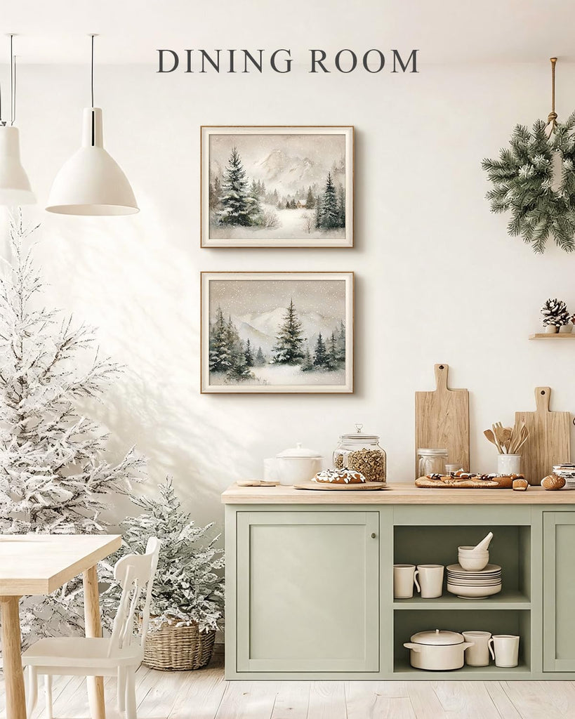 Framed Christmas Snow Forest Landscape Wall Art Set, 16x20 Inch