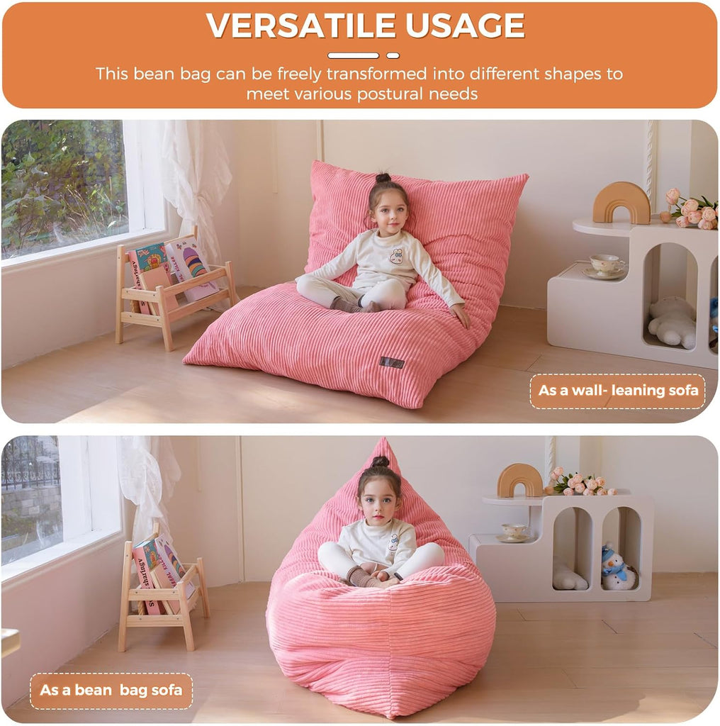 3 in 1 Kids Bean Bag Chair, Comfy Floor Sofa with Removed Cover