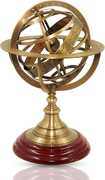 Antique Vintage Zodiac Armillary Sphere Globe - Engraved Nautical Decor for Tabletop | Old World Pirate Ship Style
