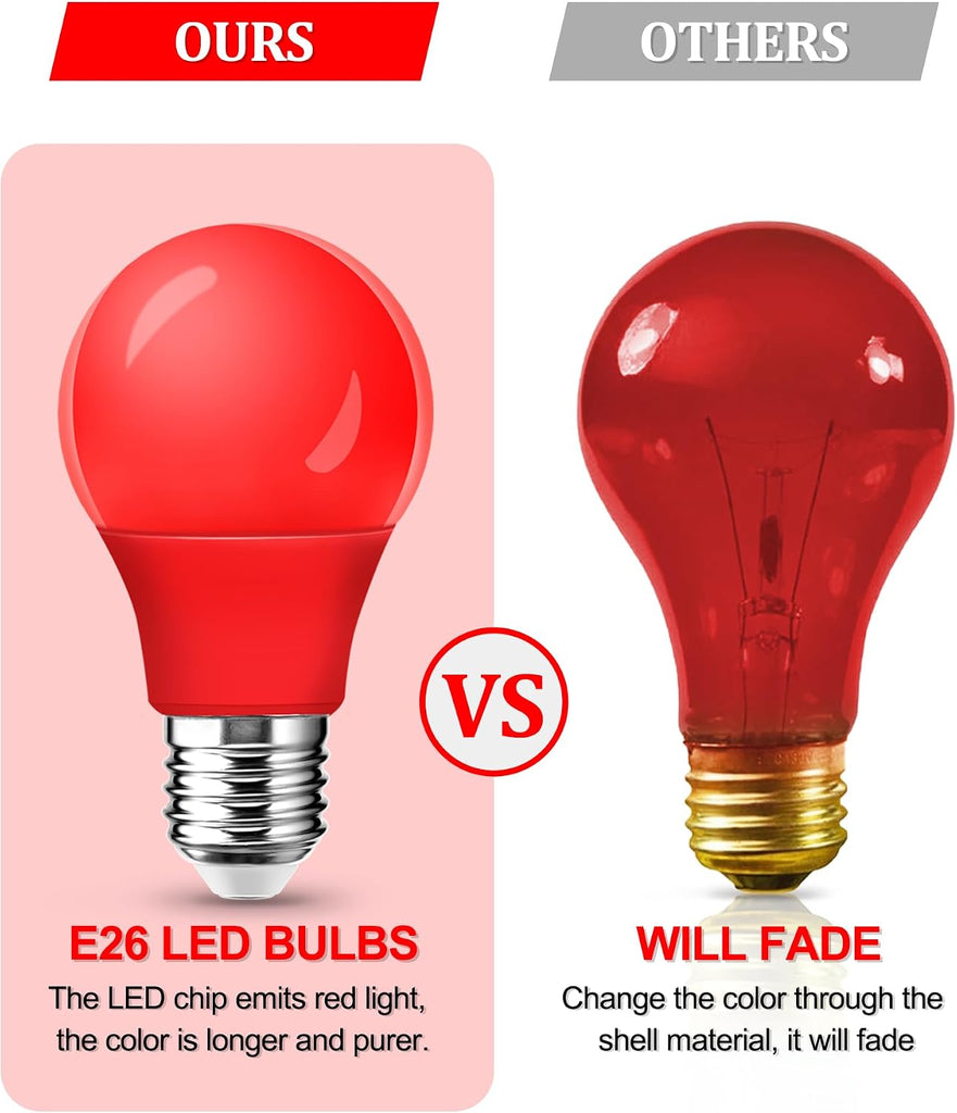 A15 LED Red Light Bulb for Nightlight, 5W Equivalent 40Watt E26 Base