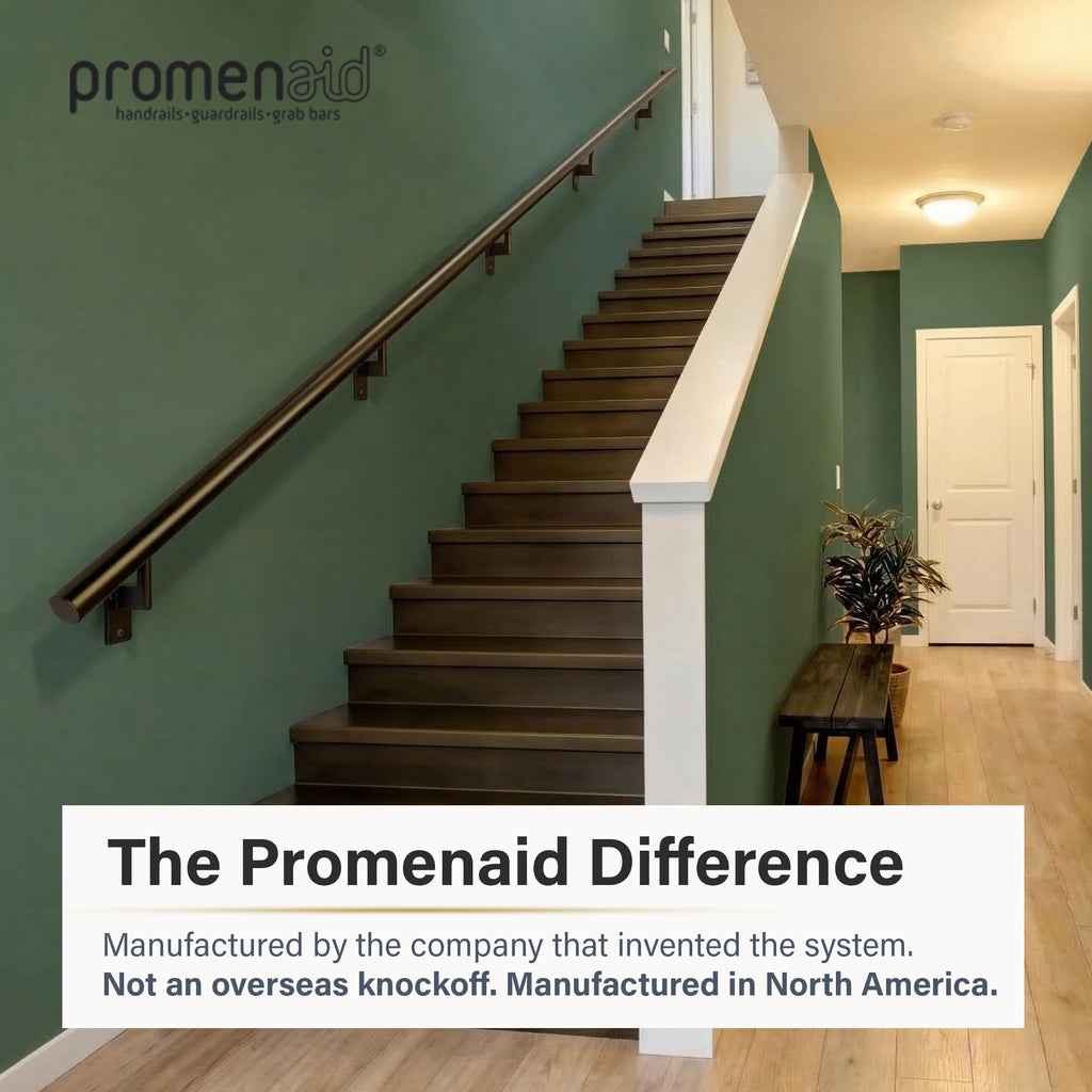 Flush Handrail Kit, 12 ft Stair Handrail, Architectural Bronze