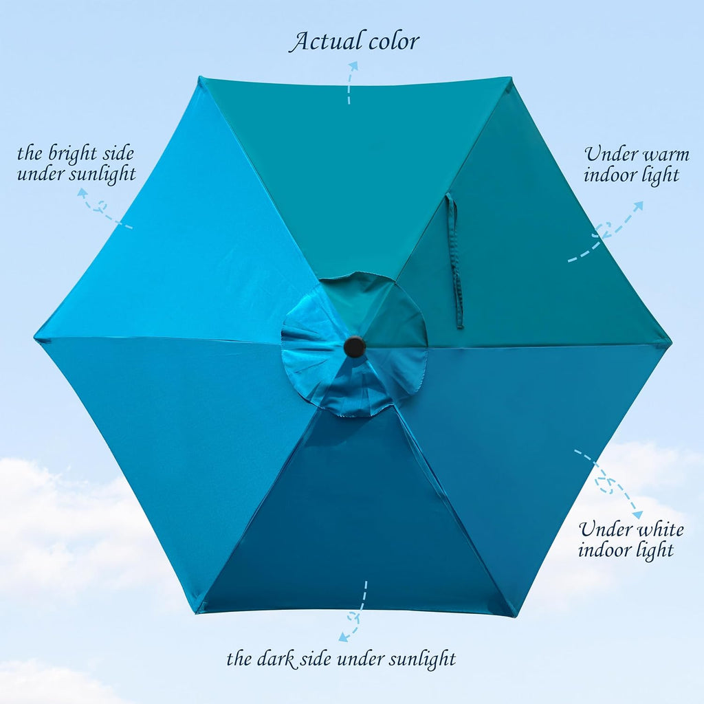 7.5 ft Patio Umbrella, Yard Umbrella, Outdoor Market Umbrella with Push Button Tilt Crank (Cerulean)