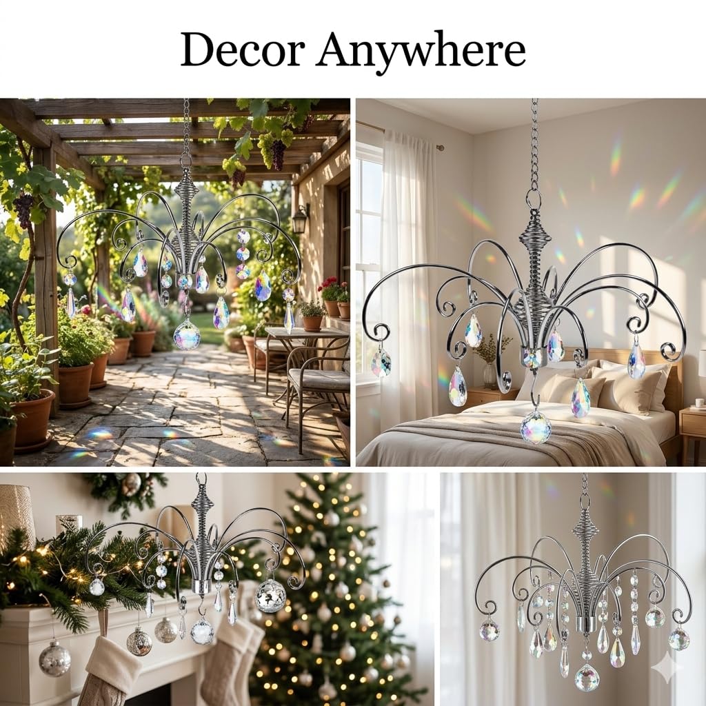 Crystal Suncatcher 2 Pcs 12" Prism Window Hanging Display Silver