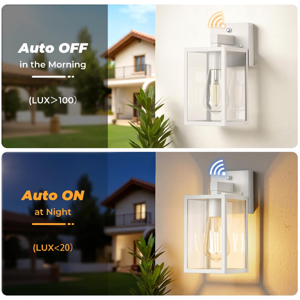 2-Pack Dusk to Dawn Waterproof Wall Light Fixtures Porch Light Wall Lantern