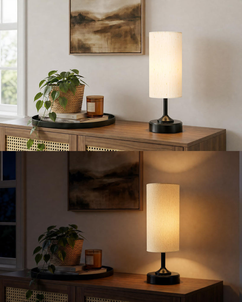 Cordless Table Lamp, Small Dimmable Bedside lamp with Timer