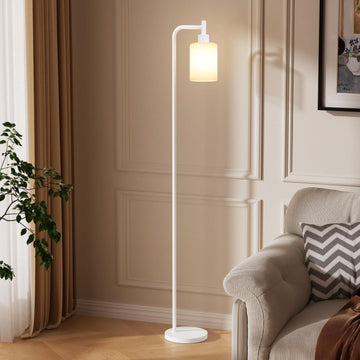 Floor Lamps - Industrial Standing Lamp with Glass Shade, Modern White Floor Lamp with LED Bulbs, Farmhouse Floor Lamp