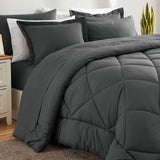 Queen Comforter Set Dark Grey - Bed in a Bag Queen 7 Pieces, Luxury Soft Bed Set for All Seasons