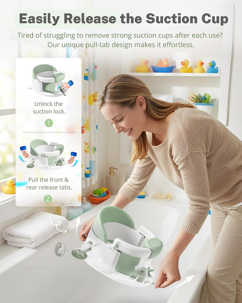Baby Bath Seats for Babies Sitting Up, Non-Slip Baby Bathtub with 3 Suction Cups, Safe & Comfortable Toddler Bath