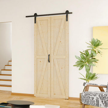 Bifold Barn Door, 42" x 84" Folding Barn Door with Hardware Kit