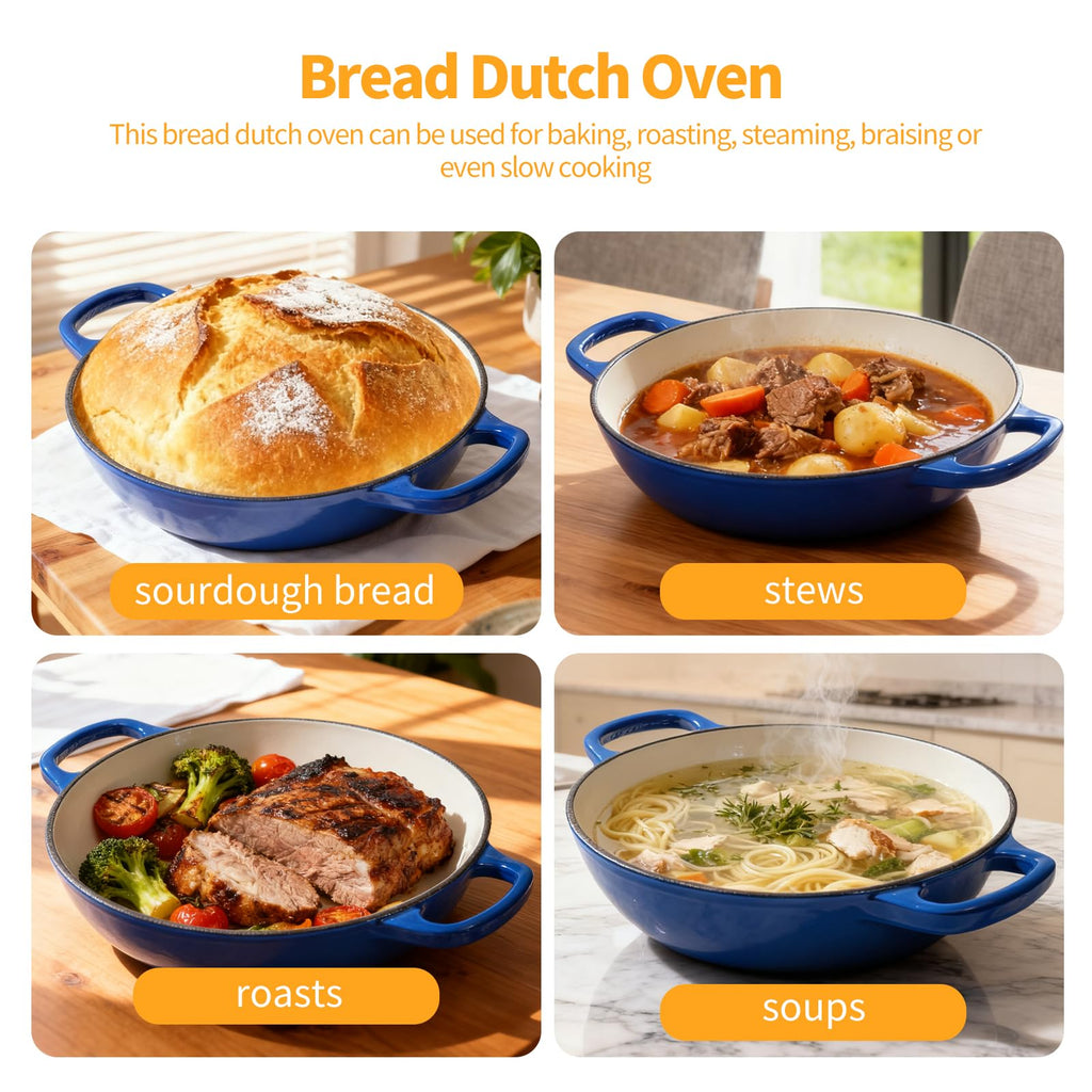 5.5QT Enameled Cast Iron Dutch Oven For Sourdough Bread Baking