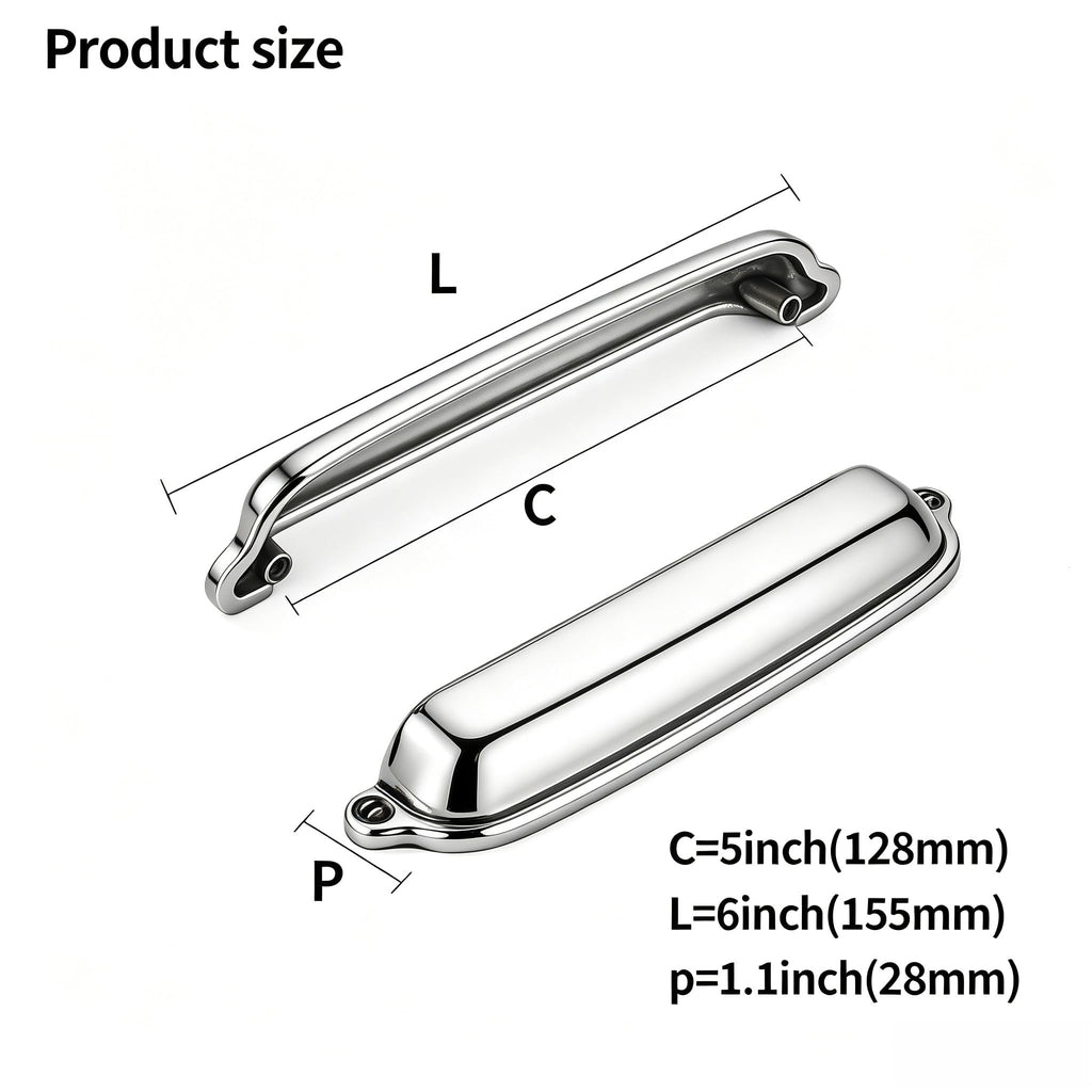 10 Pack Polished Nickel Cup Pulls 5 Inch Center to Center - Cabinet & Drawer Handles Hardware