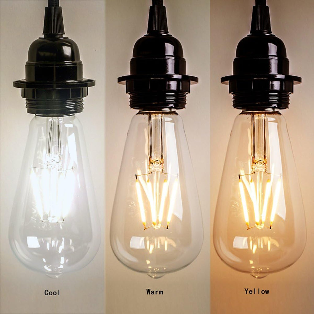 LED Edison Bulbs,Dimmable Vintage Light Bulbs,6W Cool,E26 Clear Glass