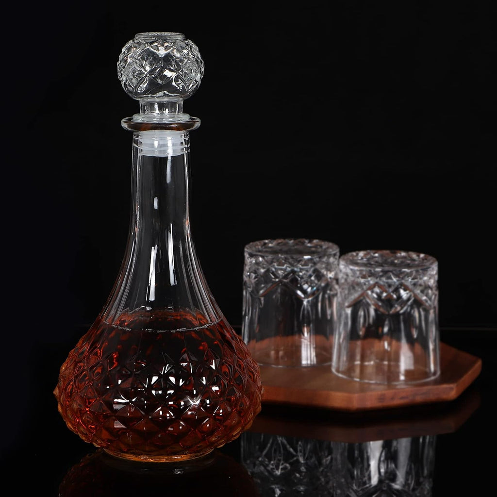 Glass Decanter with Airtight Stopper, 800ML/27OZ Liquor Decanter Bottle for Wine, Whiskey, Brandy, Vodka (Long Neck)