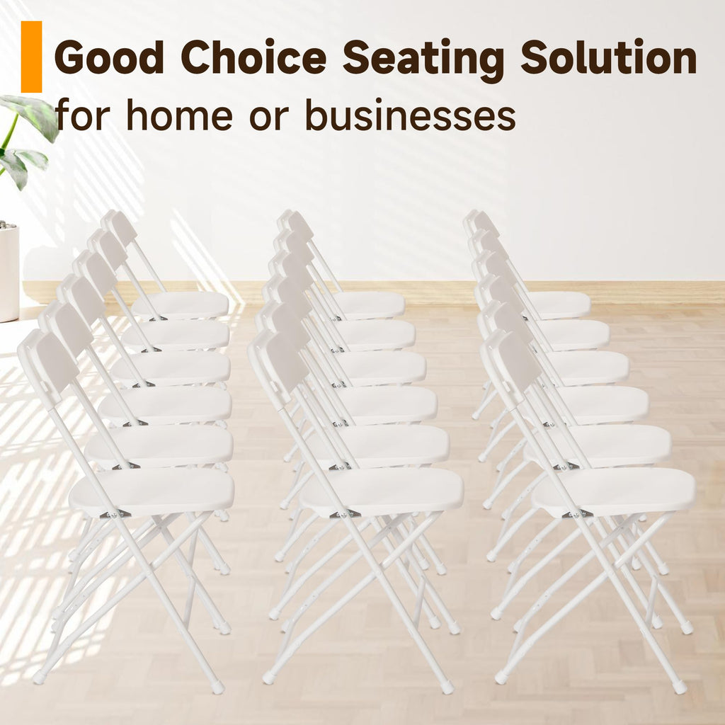 Plastic Folding Chairs Set of 100, White Plastic Folding Chairs, Perfect for Party Event Outside Entertaining, 350