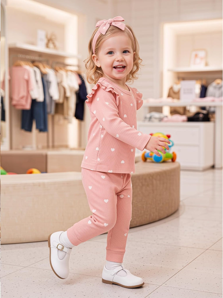 Baby Girl Clothes Outfits 3Pc Long Sleeve Cotton Top Pants