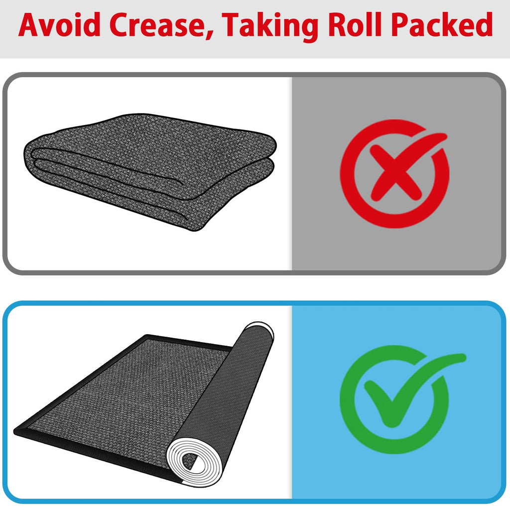 15ft Jute Hallway Runner Rug Non Slip Washable, Rubber Backed Absorbent Laundry Rugs Laundry Room Runner, Black Long
