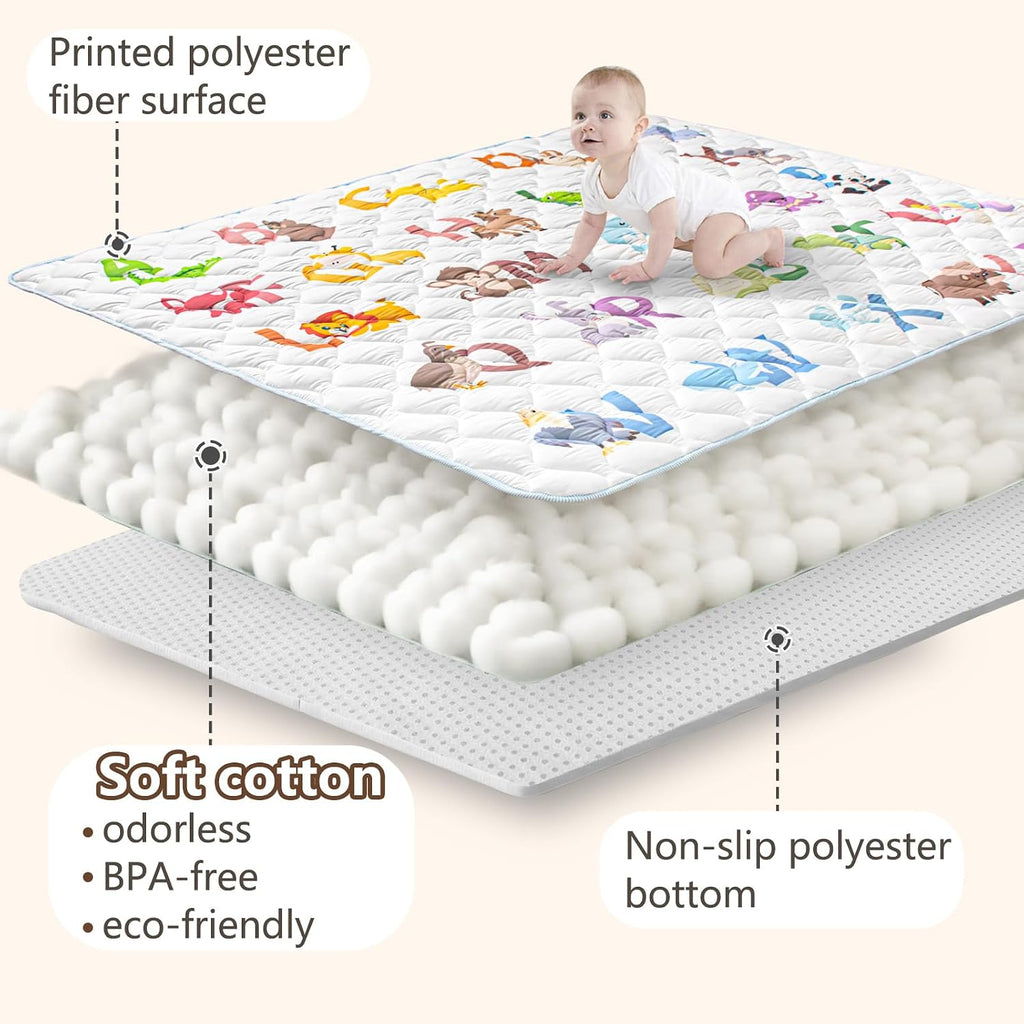 Play Mats for Floor, 71x59 Playpen Mat with Machine Washable