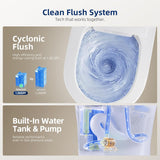 Smart Toilet with Built-in Tank - Electric Bidet Toilet with Side Knob Control, Foot Sensor Operation, Auto Flush