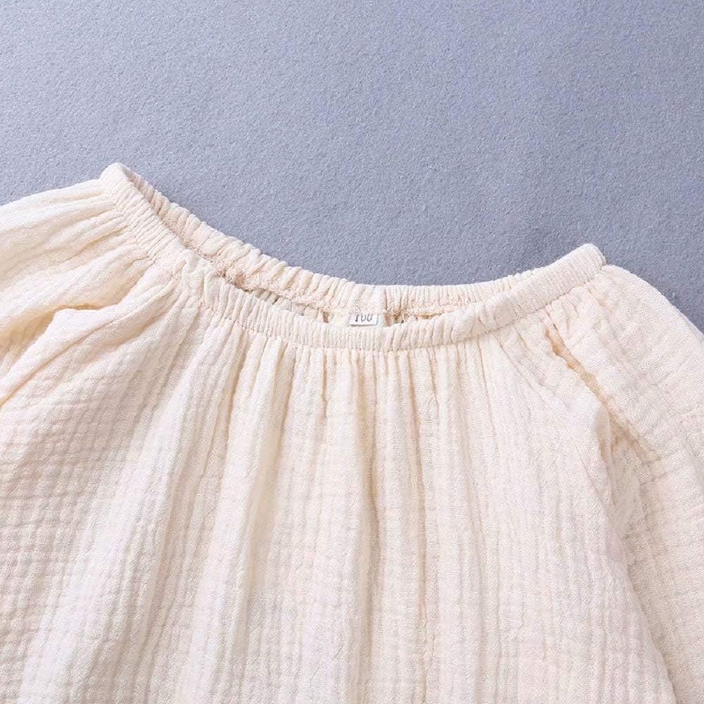 Toddler Cotton Linen Clothes Sets Baby Boy Girls Long Sleeve Tops Shirts + Bloomer Shorts 2Pcs Outfit