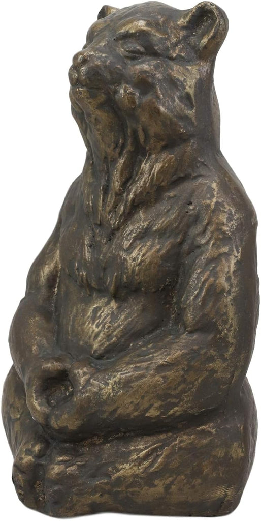 Aluminum Metal Whimsical Meditating Yoga Bear Garden Statue Rustic Wildlife Western Cabin Lodge Zen Bears Decor