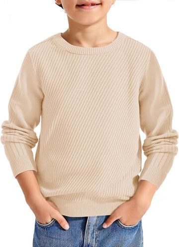 Boys Texture Sweaters Kids Crewneck Pullover Sweater