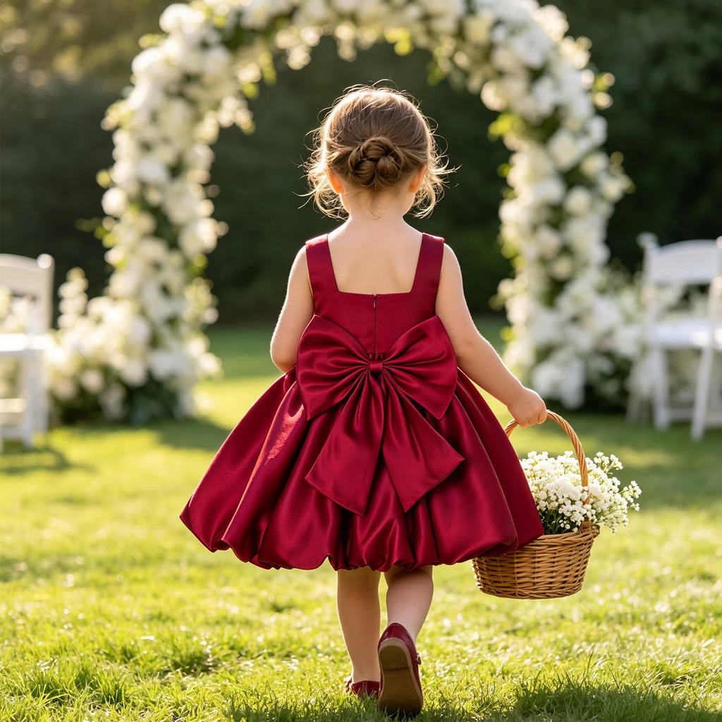 Baby Girl Party Dress Toddler Christmas Tutu Gown Burgundy