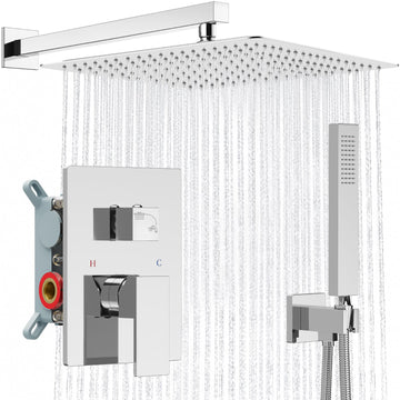 Shower Faucet Set with Handheld Sprayer,16 Inch,Polish Chrome