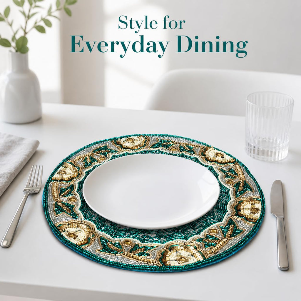 Beaded Round Placemats 13 Inch, Decorative Charger Placemats