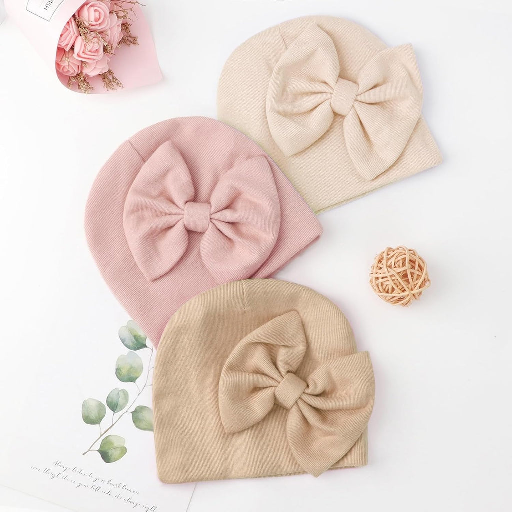 Baby Swaddle Blankets Solid Bow Hats for Newborns